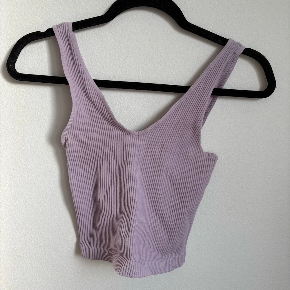 Lilac Ribbed Crop Top - Picture 1 of 3